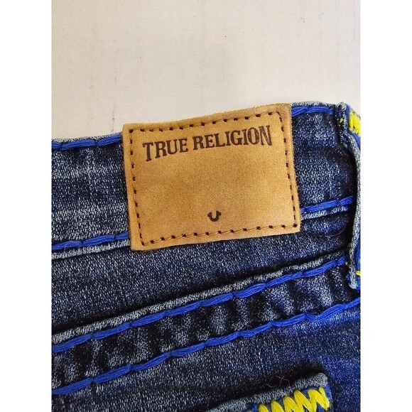 True Religion Denim Shorts Kid Boys Size 12 Geno Cut Off Embroidered Ber… - Picture 8 of 13